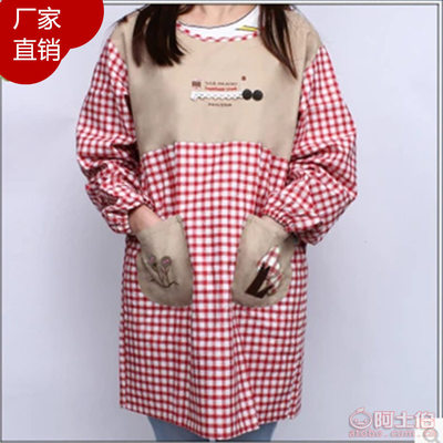 【0厂家直销韩式厨房长袖三棵树刺绣棉麻围裙女士防水防油反穿衣批发】义乌市进财塑料袋厂 - 产品库