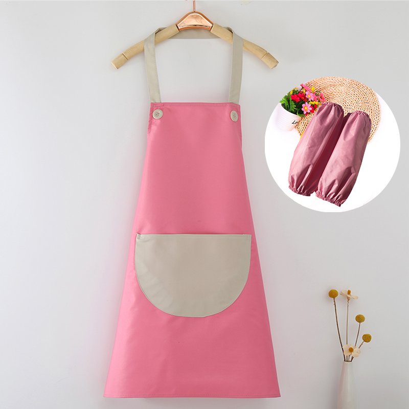 围裙印字奶茶店印LOGO母婴店美甲美睫工作服咖啡茶厅粉色
