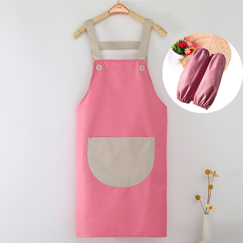 围裙印字奶茶店印LOGO母婴店美甲美睫工作服咖啡茶厅粉色