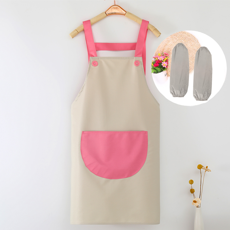 围裙印字奶茶店印LOGO母婴店美甲美睫工作服咖啡茶厅粉色