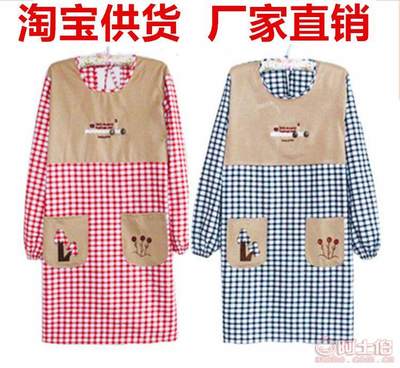 【0厂家直销韩式厨房长袖三棵树刺绣棉麻围裙女士防水防油反穿衣批发】义乌市进财塑料袋厂 - 产品库